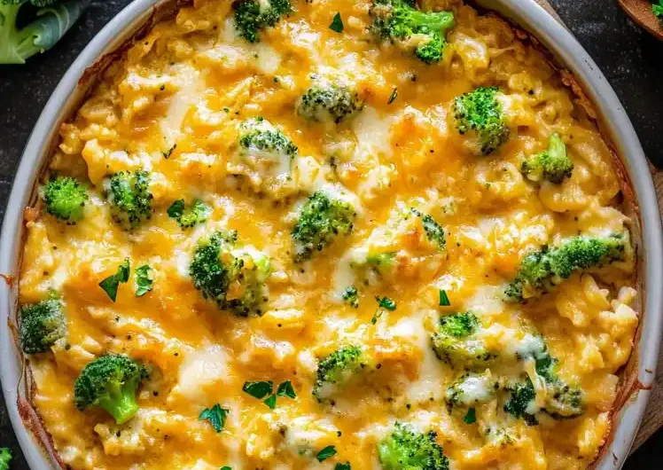 Creamy Chicken Broccoli Rice Cheese Casserole