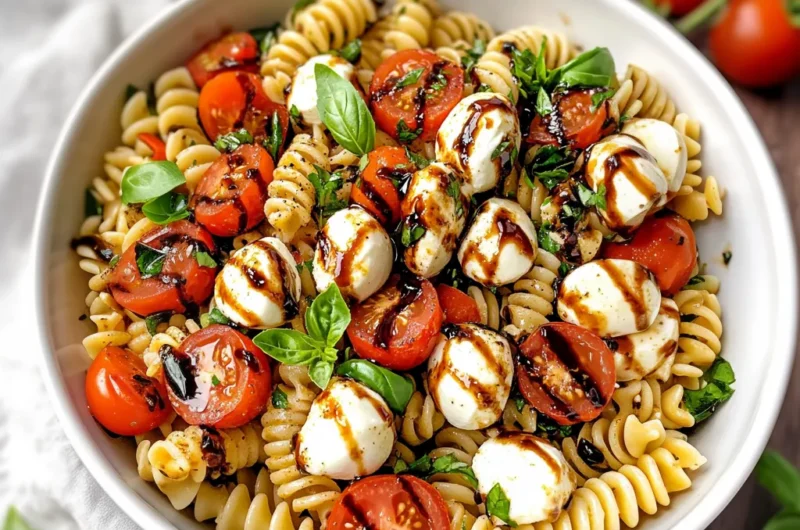 Caprese Pasta Salad with Balsamic Glaze (20 Minutes)