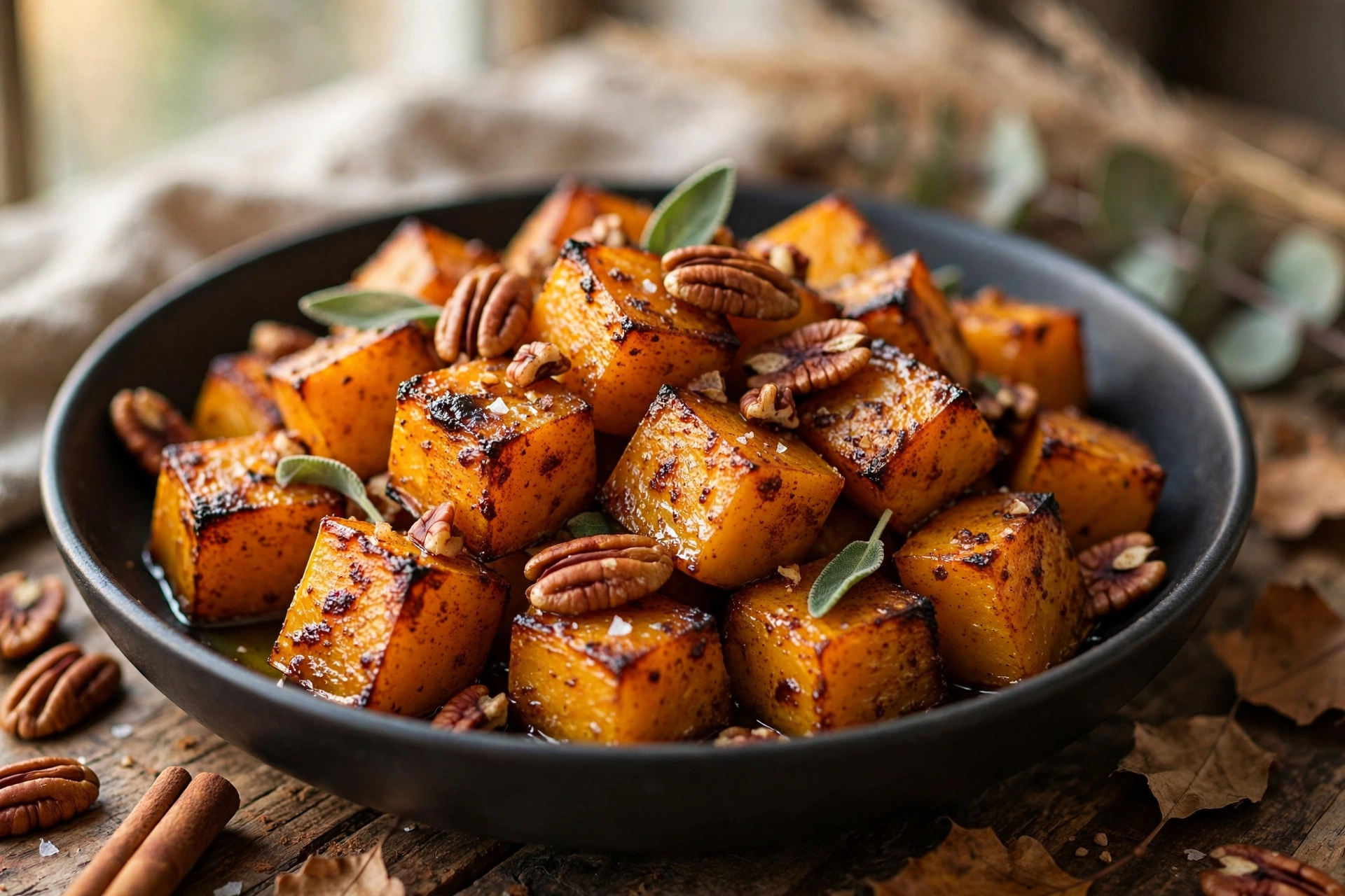Cinnamon-Roasted Butternut Squash with Toasted Pecans