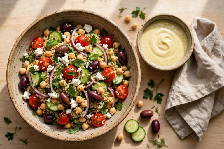 Mediterranean Chickpea & Quinoa Salad with Lemon Tahini